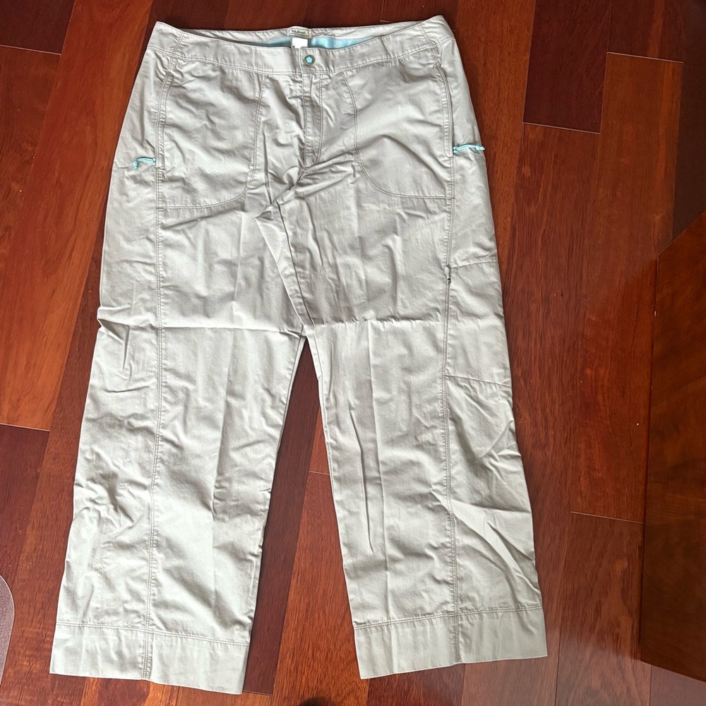 LL Bean Womens Hiking Pants Size 20 Nylon Cotton Blend Tan Beige Gorpcore